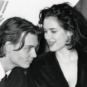 Winona Ryder and Johnny Depp black and white pic together