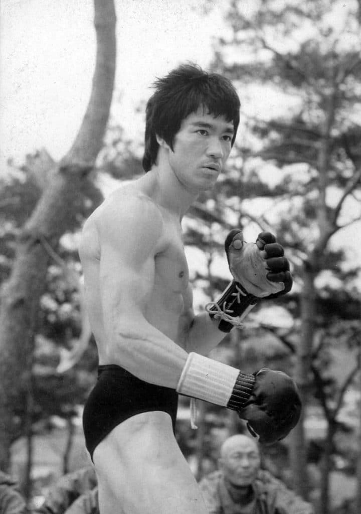 Bruce Lee with boxing gloves