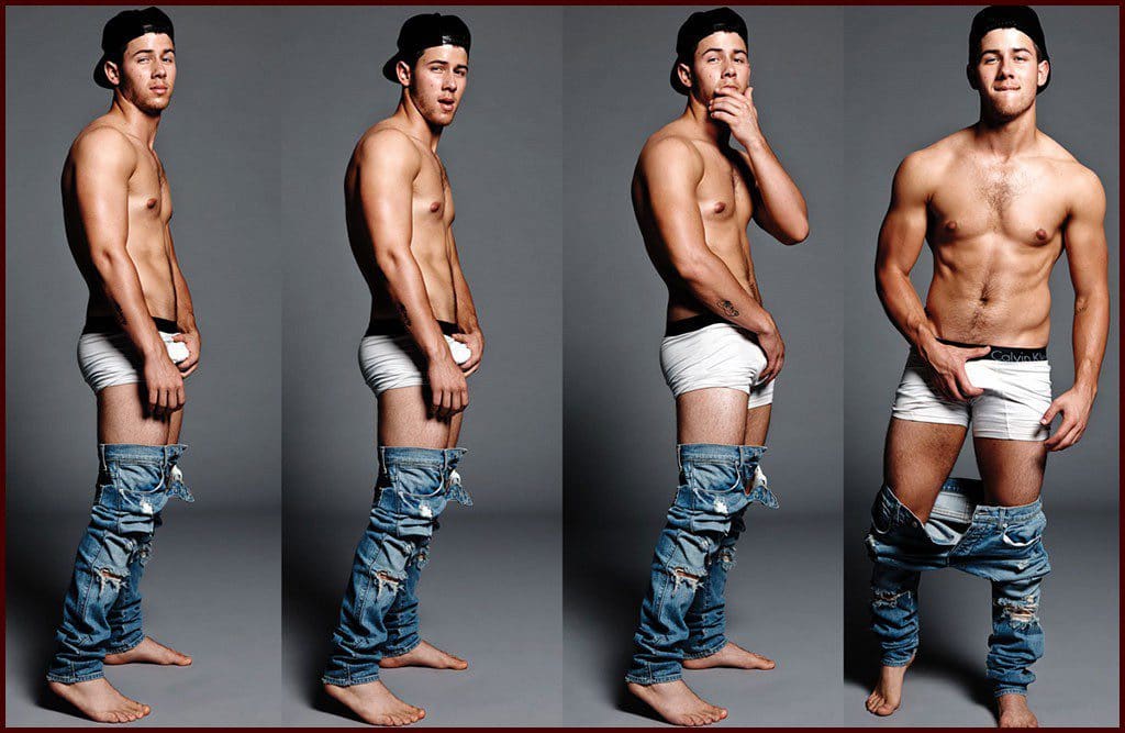 Nick Jonas in Flaunt Magazine grabbing his bulge