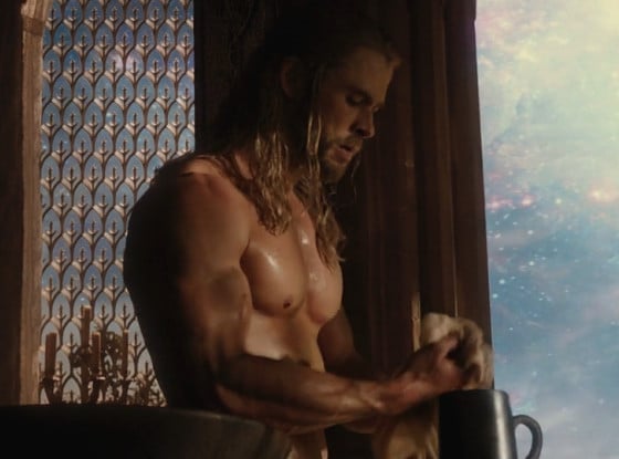 shirtless Chris Hemsworth in Thor