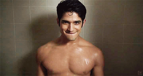 Celebrity Tyler Posey nude with his shirt off and wet