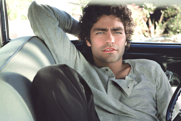 hot celeb adrian grenier in a car with a henley on looking fucking sexy as hell