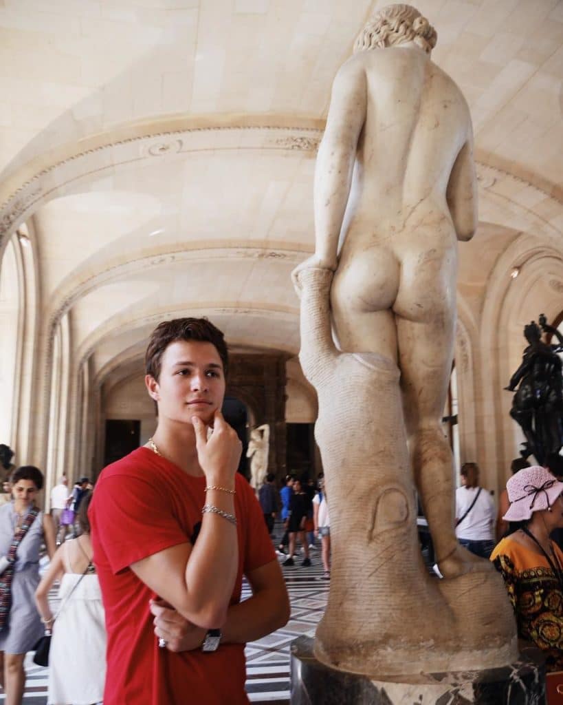 Ansel Elgort naked statue