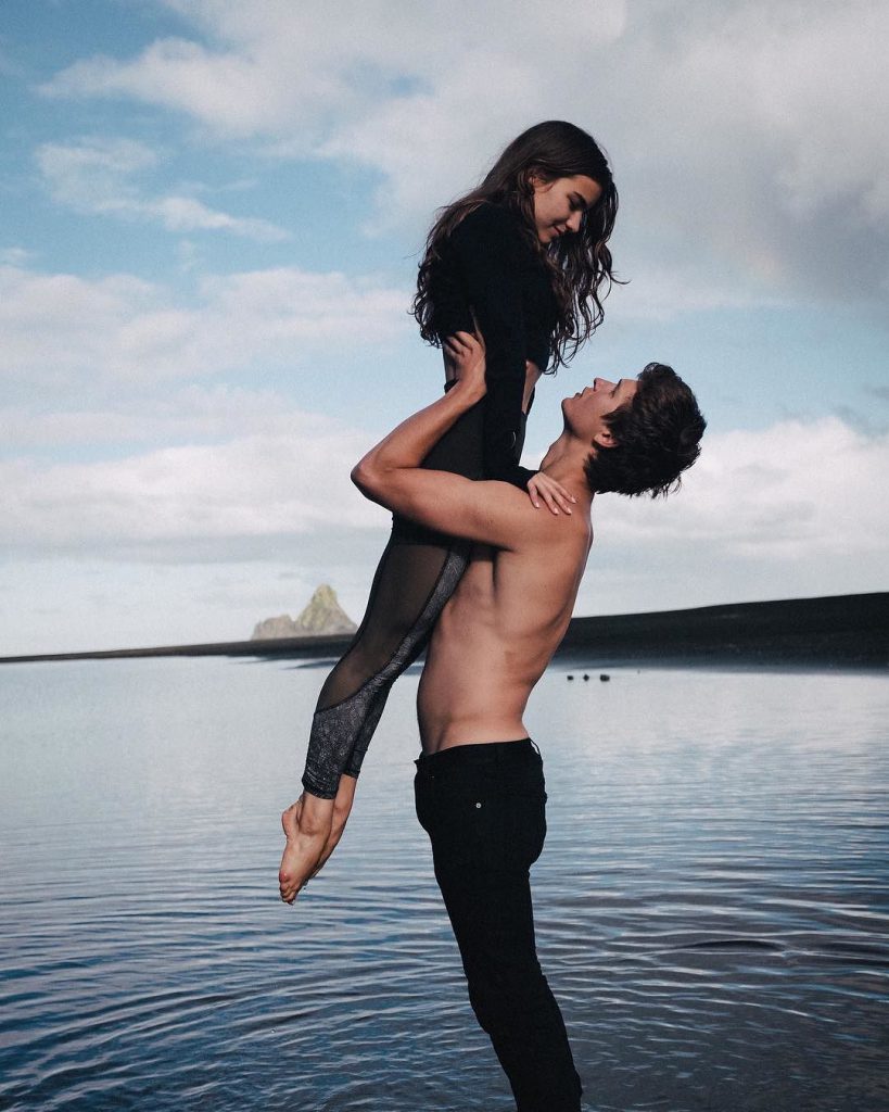 Ansel lifting his girlfriend